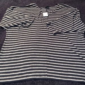 J. Jill Wearever Collection Blue Striped 3/4 Sleeve Tunic Top Size L